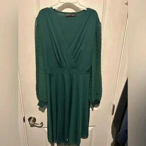 Azazie Occasions Emerald Green Long Sleeve Midi Dress
